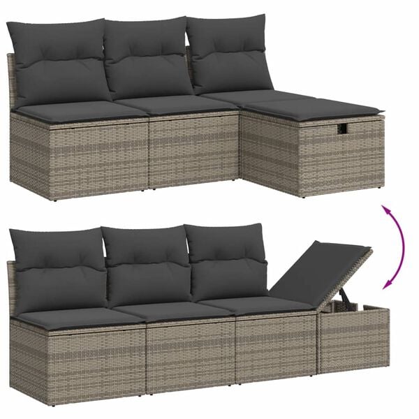 vidaXL 8 Piece Garden Sofa Set with Cushions Grey Poly Rattan