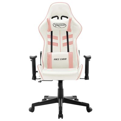 vidaXL Gaming Chair White and Pink Artificial Leather
