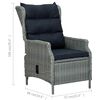 vidaXL Reclining Garden Chair with Cushions Poly Rattan Light Grey