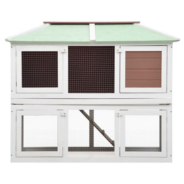 vidaXL Animal Rabbit Cage Double Floor Brown Wood