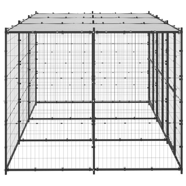 vidaXL Outdoor Dog Kennel Steel with Roof 7.26 m&sup2;