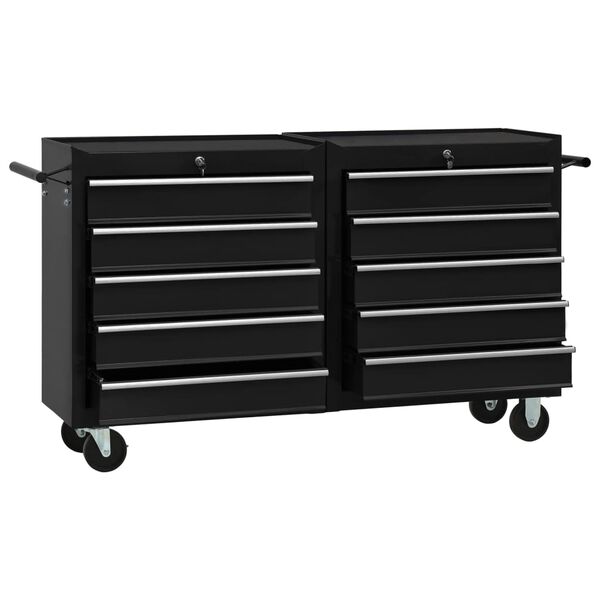 vidaXL Tool Trolley with 5 Drawers Black 69x33x77 cm Steel