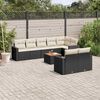 vidaXL 9 Piece Garden Sofa Set with Cushions Black Poly Rattan