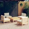 vidaXL 5 Piece Garden Lounge Set with Cream Cushions Pinewood
