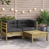 vidaXL Garden Sofa with Cushions and Footstool 2-Seater