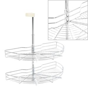 vidaXL 2-Tier Kitchen Wire Basket Silver 180 Degree 75x38x80 cm