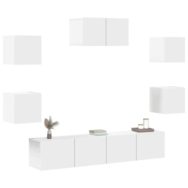 vidaXL 7 Piece TV Cabinet Set White Engineered Wood
