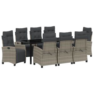 vidaXL Garden Dining Set 9 pcs Grey Poly Rattan