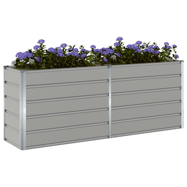 vidaXL Planter Light Grey 195 x 50 x 77 cm Galvanised Steel