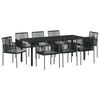 vidaXL Garden Dining Set 9 pcs Black PE Rattan