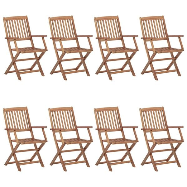 vidaXL Folding Garden Chairs 8 pcs with Cushions Solid Acacia Wood