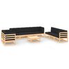 vidaXL 10 Piece Garden Lounge Set with Cushions Solid Wood Pine