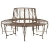 vidaXL Tree Bench 8-Seater &Oslash; 160 x 89 cm Steel Antique Brown Round