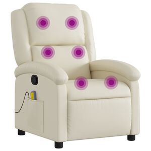 vidaXL Massage Recliner Chair Cream Faux Leather