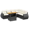 vidaXL 7 Piece Garden Sofa Set with Cushions Black Poly Rattan