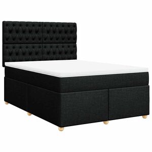 vidaXL Box Spring Bed with Mattress Black Double Fabric