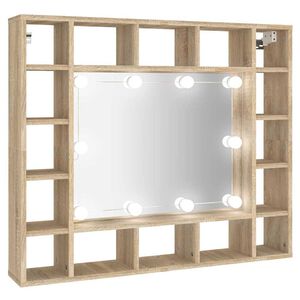 vidaXL Mirror Cabinet with LED Sonoma Oak 91x15x76,5 cm