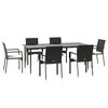 vidaXL 7 Piece Garden Dining Set with Cushions Black Poly Rattan
