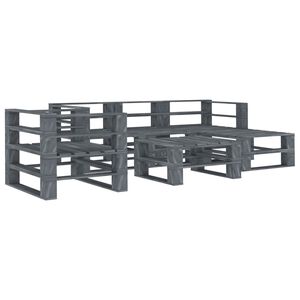 vidaXL 6 Piece Garden Pallet Lounge Set Wood Grey