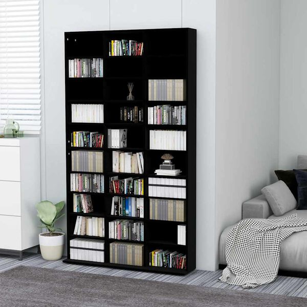 vidaXL CD Cabinet Black 102x23x177.5 cm Engineered Wood