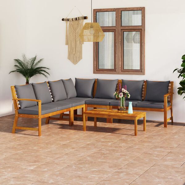 vidaXL 6 Piece Garden Lounge Set with Cushion Solid Acacia Wood