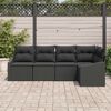 vidaXL Sofa Set with Cushion with Storage 5 pcs Black Poly Rattan