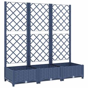 vidaXL Garden Planter with Trellis Blue Grey 120x40x121.5 cm PP