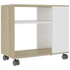 vidaXL Side Table White and Sonoma Oak 70x35x60.5 cm Engineered Wood