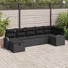 vidaXL Sofa Set with Cushion with Storage 7 pcs Black Poly Rattan