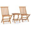 vidaXL 3 Piece Folding Outdoor Dining Set with Cushion Solid Wood Teak
