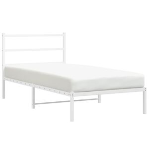 vidaXL Metal Bed Frame without Mattress with Headboard White 107x203cm