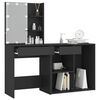vidaXL LED Dressing Table with Cabinet Black Engineered Wood