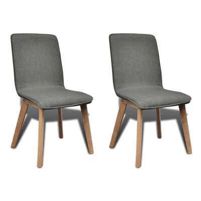 Oak Indoor Fabric Dining Chair Set 2 pcs Dark Grey