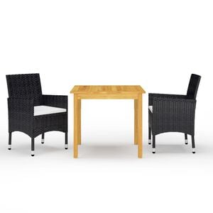 vidaXL 3 Piece Garden Dining Set Black