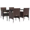 vidaXL 5 Piece Garden Dining Set with Cushions Brown and Black