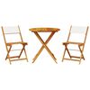 vidaXL 3 Piece Bistro Set Cream White Fabric and Solid Wood