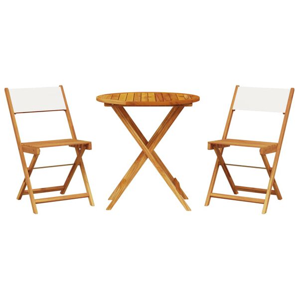 vidaXL 3 Piece Bistro Set Cream White Fabric and Solid Wood