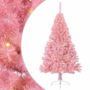 vidaXL Artificial Pre-lit Christmas Tree with 300 LEDs Pink 180 cm PVC