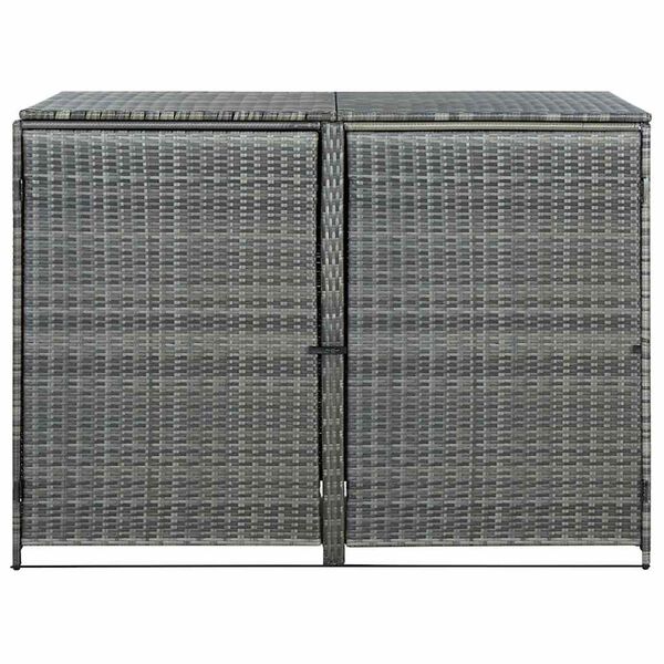 vidaXL Double Wheelie Bin Shed Poly Rattan Anthracite 148x77x111 cm