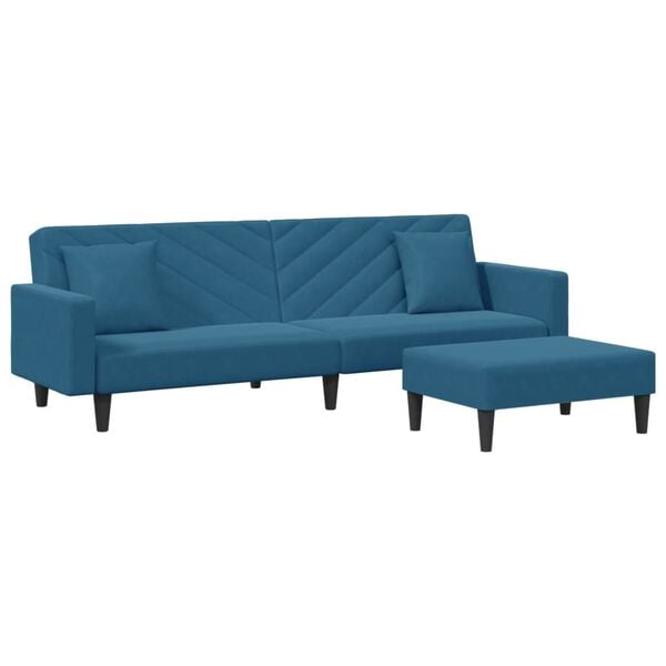 vidaXL 2 Piece Sofa Set with Pillows Blue Velvet