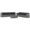 vidaXL 9 Piece Garden Lounge Set with Cushions Poly Rattan Grey
