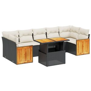 vidaXL 8 Piece Garden Sofa Set with Cushions Black Poly Rattan