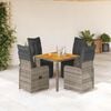 vidaXL 5 Piece Garden Bistro Set with Cushions Grey Poly Rattan