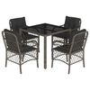 vidaXL 5 Piece Garden Dining Set with Cushions Grey Poly Rattan