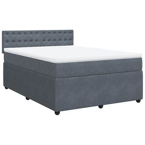 vidaXL Box Spring Bed with Mattress Dark Grey Queen Velvet