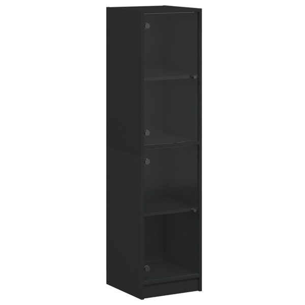 vidaXL Highboard with Glass Doors Black 35x37x142 cm