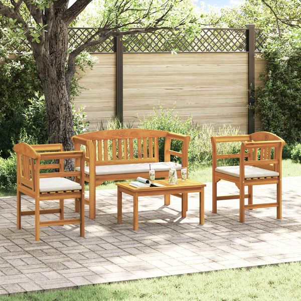vidaXL Garden Rose Lounge Set 4 pcs Natural Solid Acacia Wood