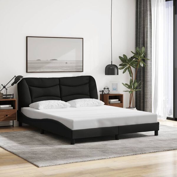 vidaXL Bed Frame without Mattress "Hvar" Black 152x203 cm Queen Fabric