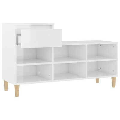 vidaXL Shoe Cabinet High Gloss White 102x36x60 cm Engineered Wood