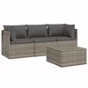 vidaXL 4 Piece Garden Lounge Set with Cushions Grey Poly Rattan
